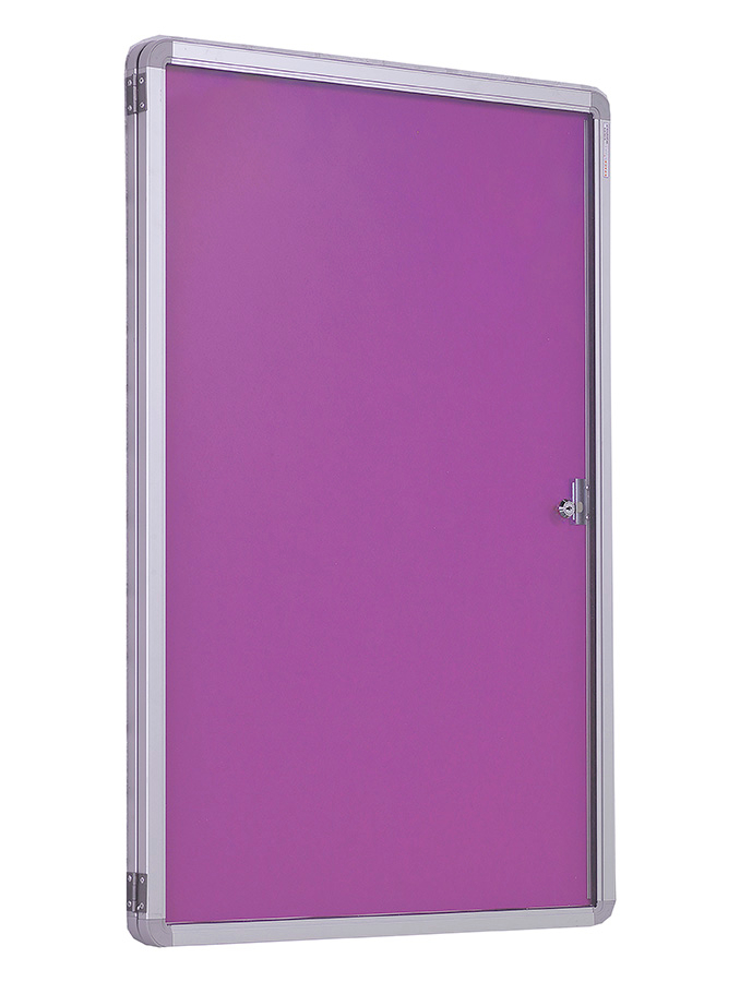 Accents Fire Rated Class 0 Tamperproof Single Door Noticeboard in Lavender